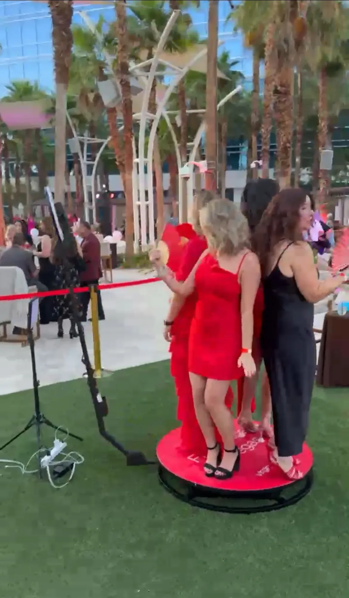 Guest on 360 video booth platform at Las Vegas event